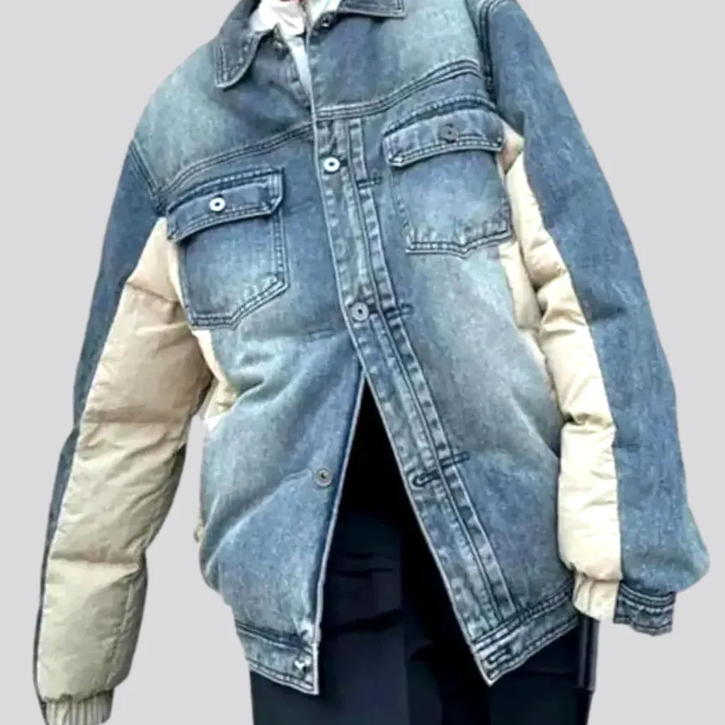 Fashionable Oversized Denim Puffer Jacket for Men | Jeans4you.shop