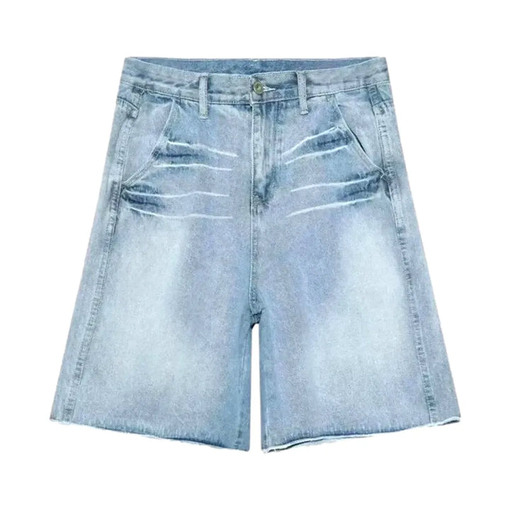 Casual Light Wash Jean Shorts for Men - Light Blue