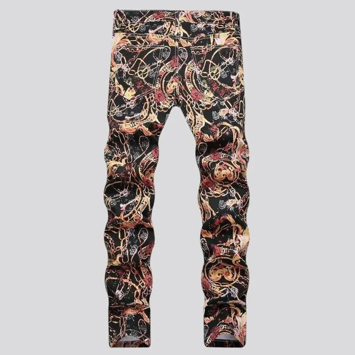 Painted ornament jeans
 for men