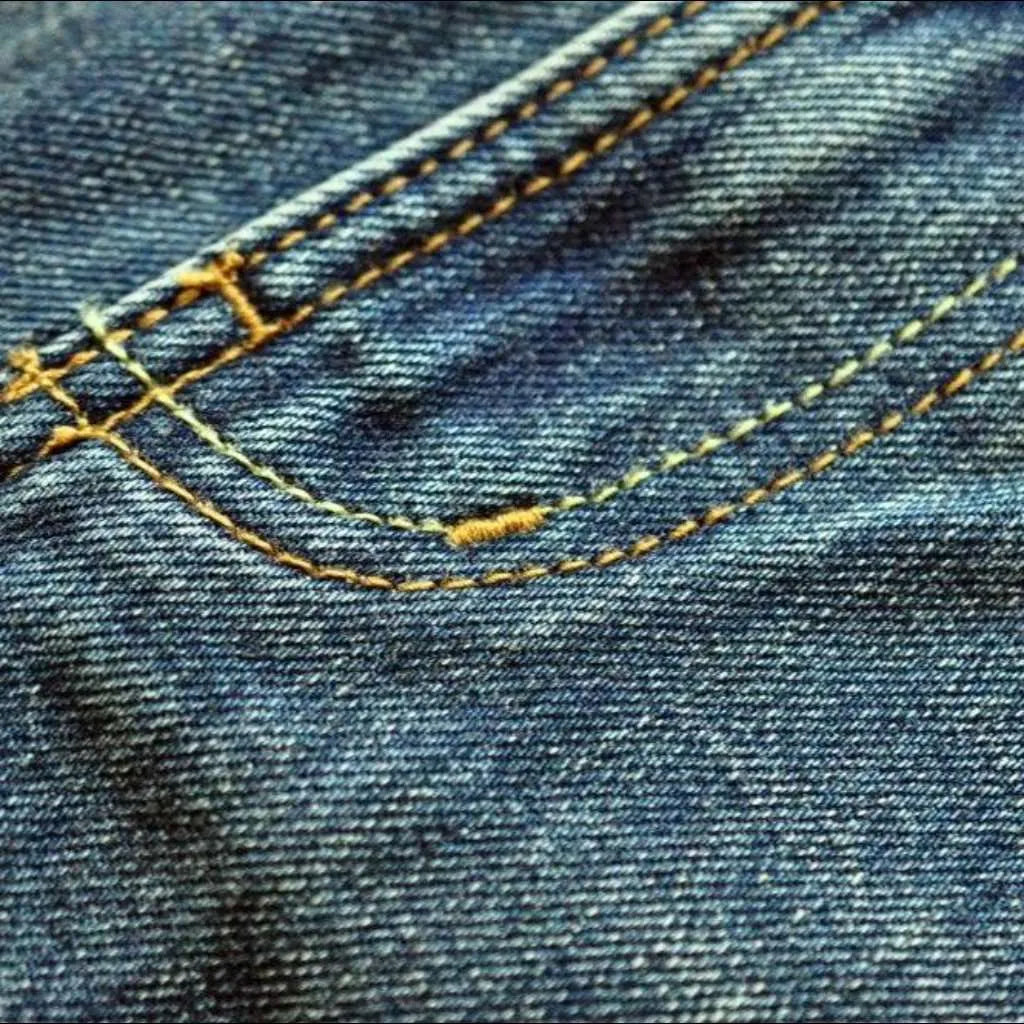 Sanded whiskered selvedge jeans
 for men