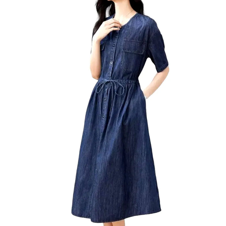 Fit-and-flare long jean dress
 for women