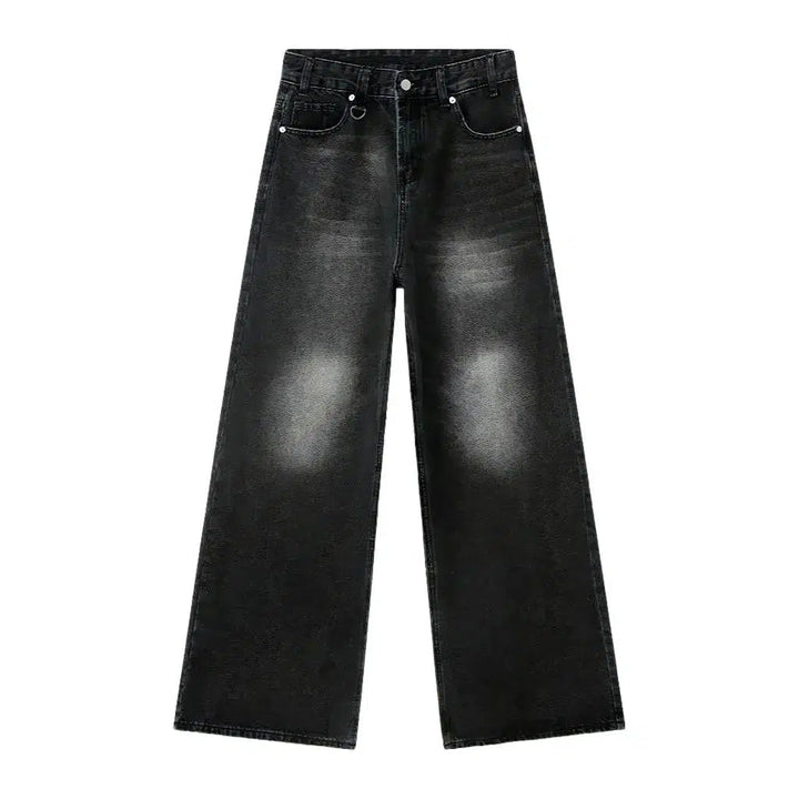 Floor-length men's sanded jeans