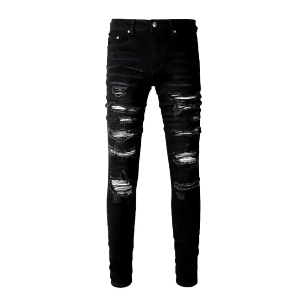 Grunge men's black jeans