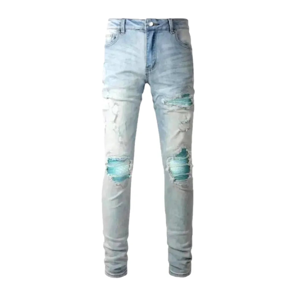 Grunge men's light-wash jeans