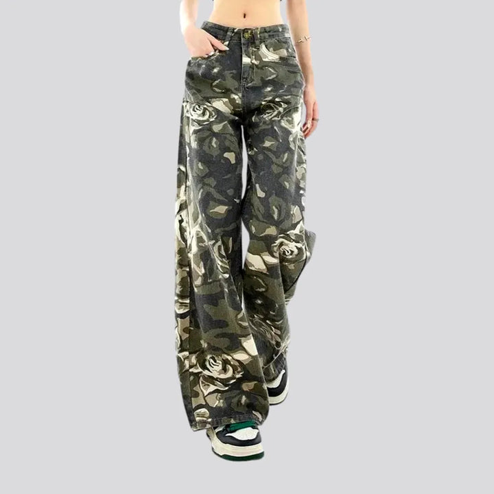 High Rise Baggy Fit Camouflage Jeans for Women | Jeans4you.shop