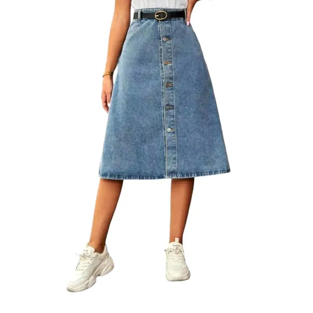 High-waist a-line jean skirt for ladies