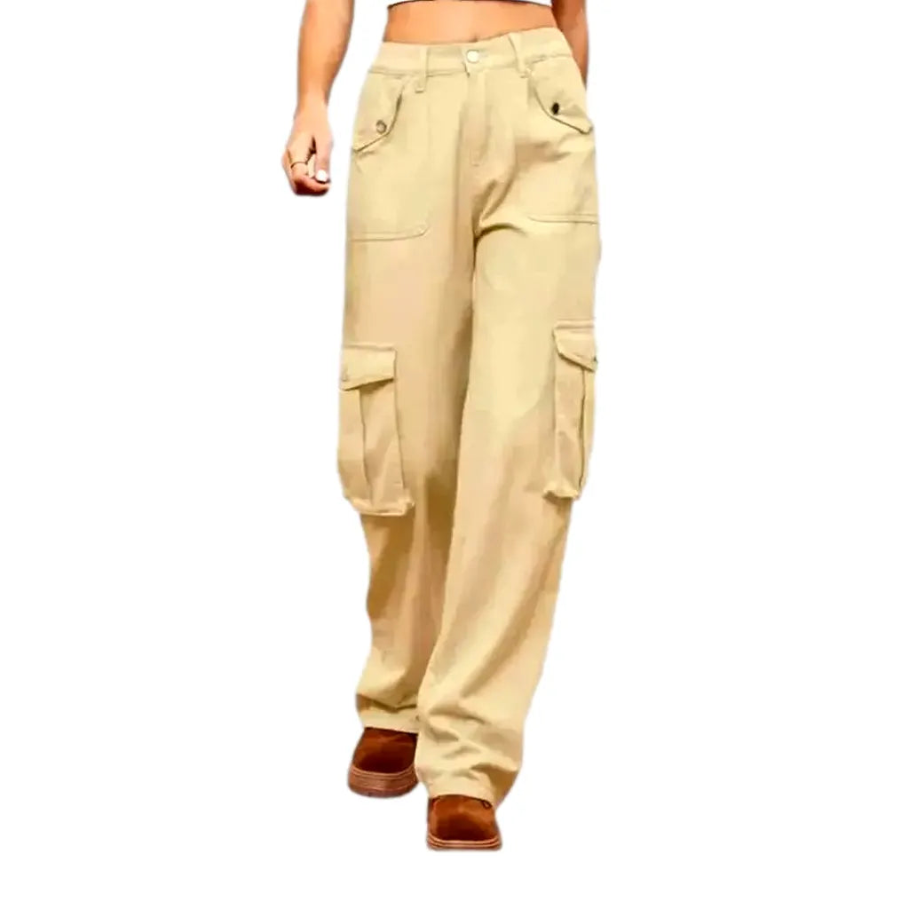 High-waist color women's jean pants