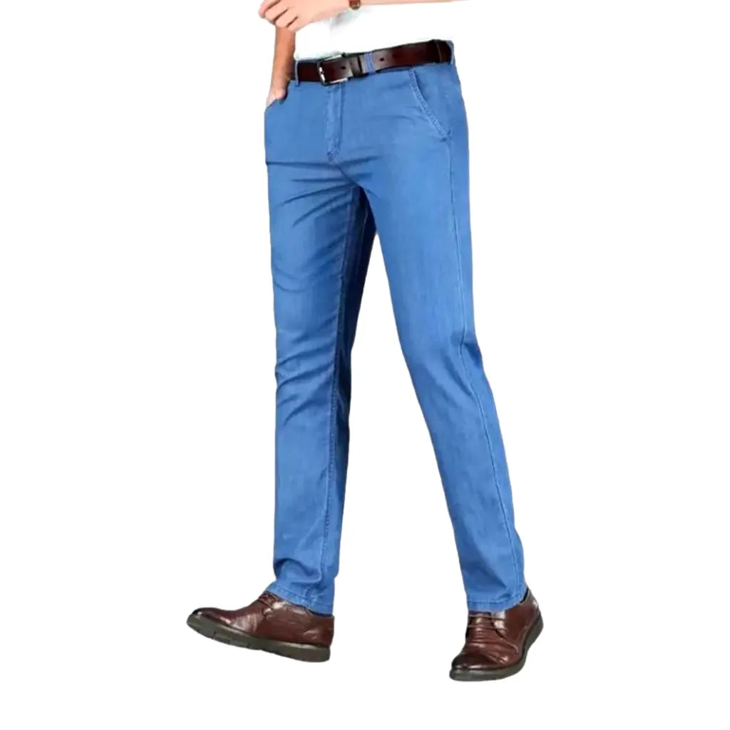 High-waist lyocell denim pants for men