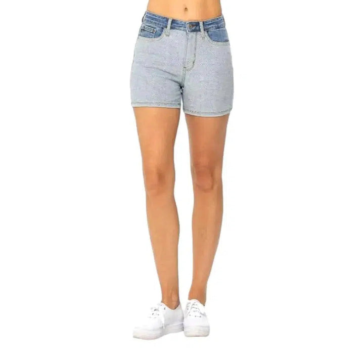 High-waist skinny women's denim shorts