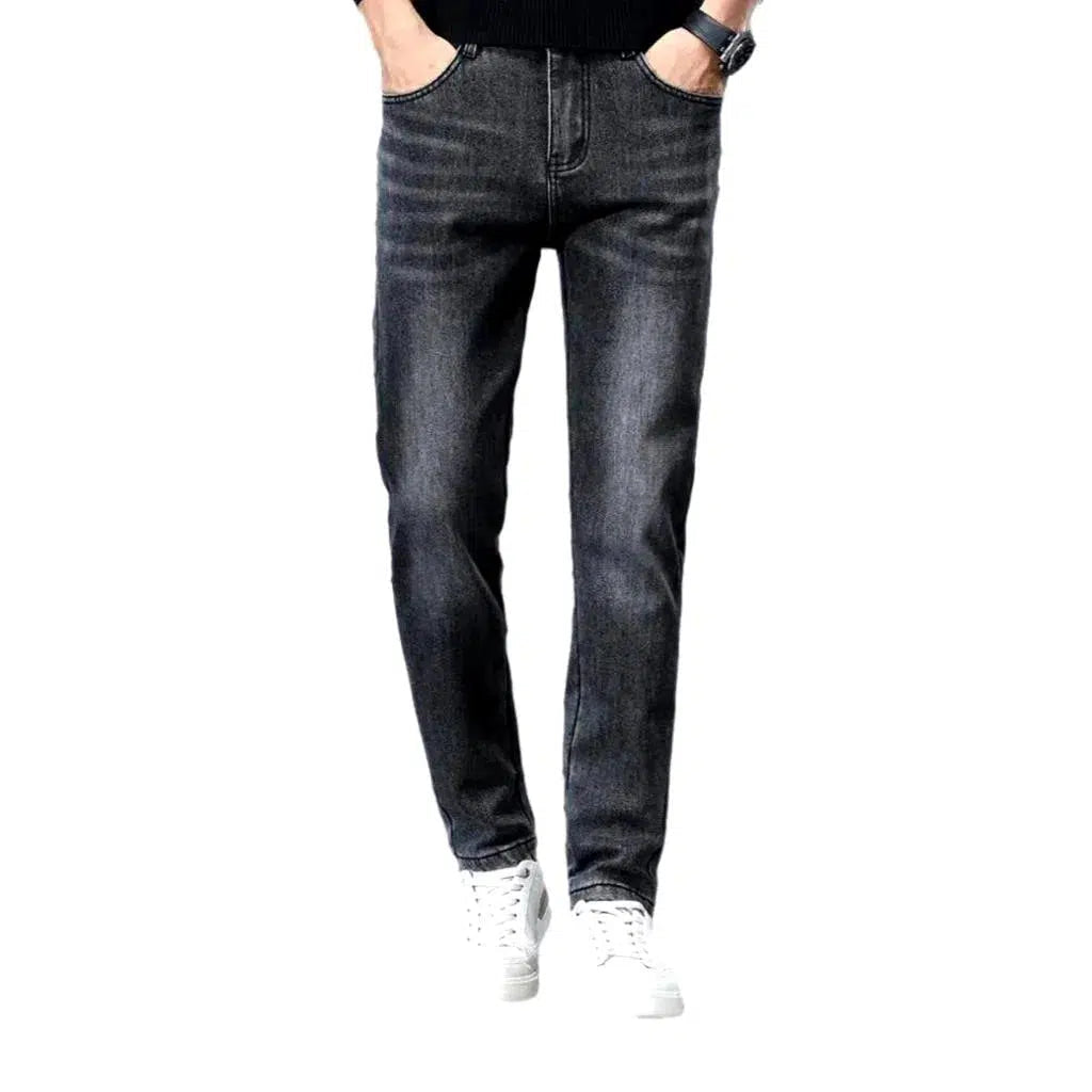 Insulated men's high-waist jeans