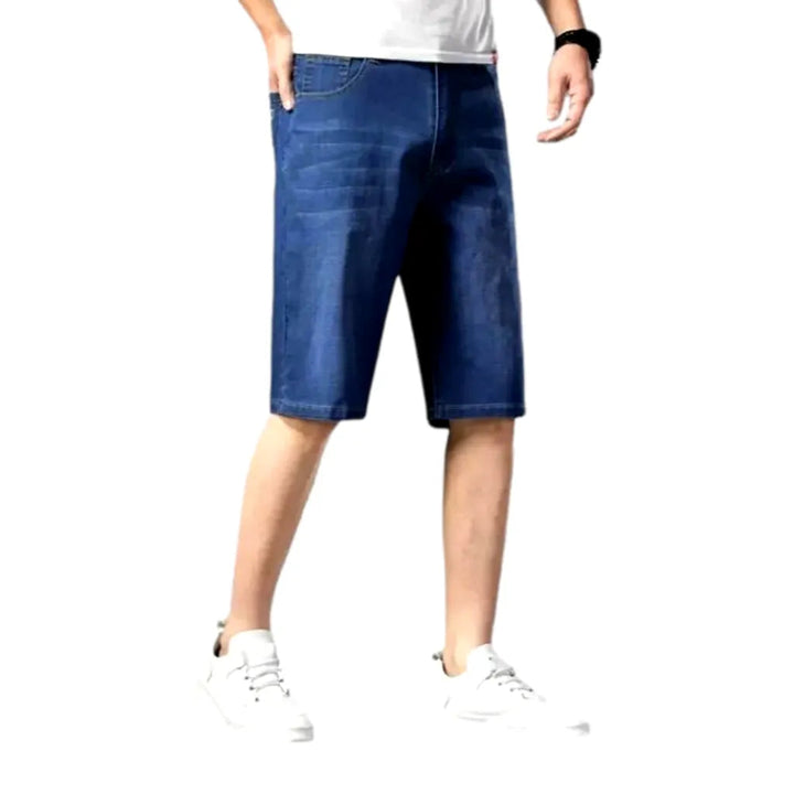 Knee-length men's jean shorts