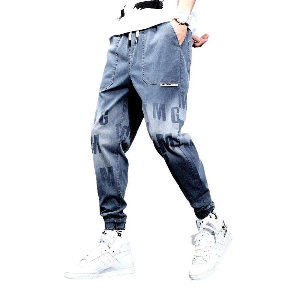 Letters print baggy men's jeans