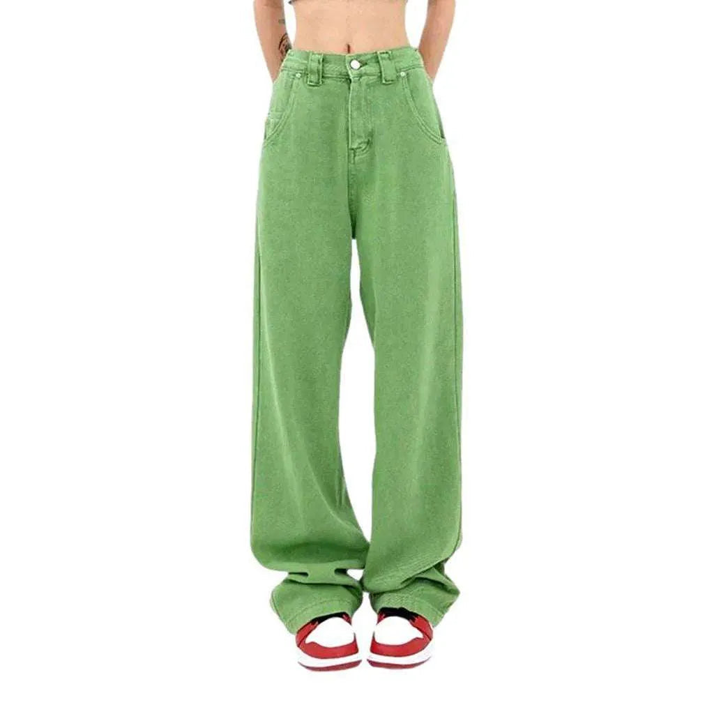 Light green women's denim pants