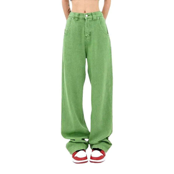 Light green women's denim pants