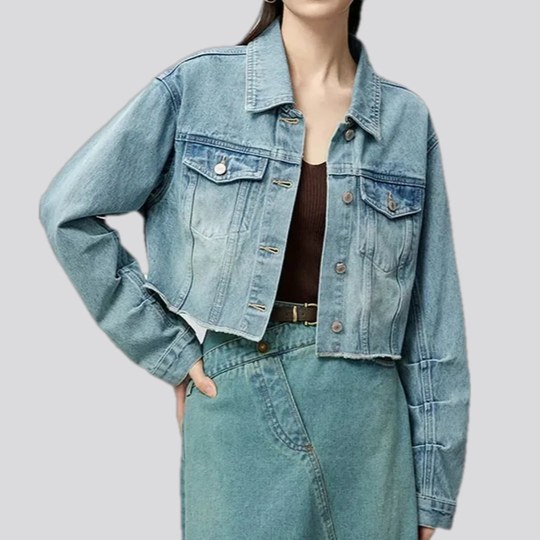 Light Stonewashed Cropped Women's Denim Jacket | Jeans4you.shop