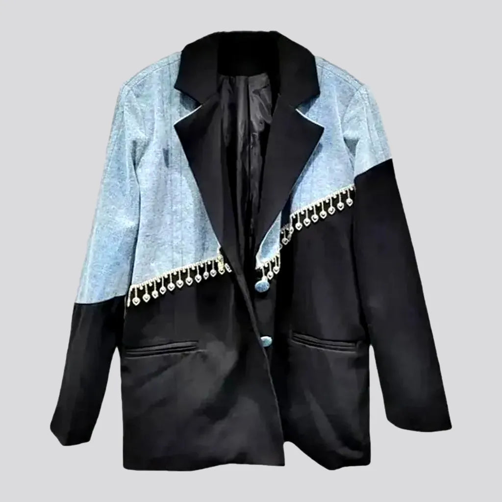 Light Wash Oversized Women's Jeans Blazer Jacket | Jeans4you.shop