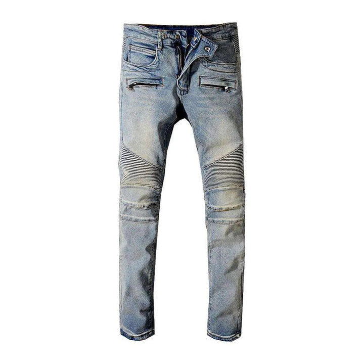 Light wash vintage biker jeans