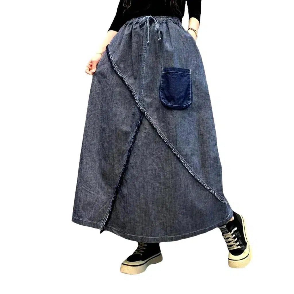 Long high-waist women's denim skirt