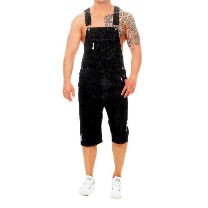 Loose Fit Men's Denim Overall - Black