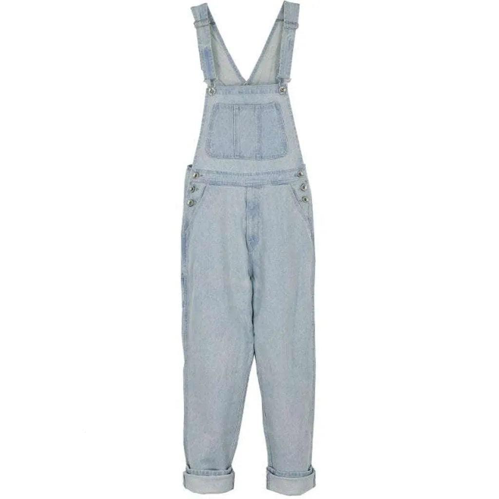 Loose fit women's denim overall