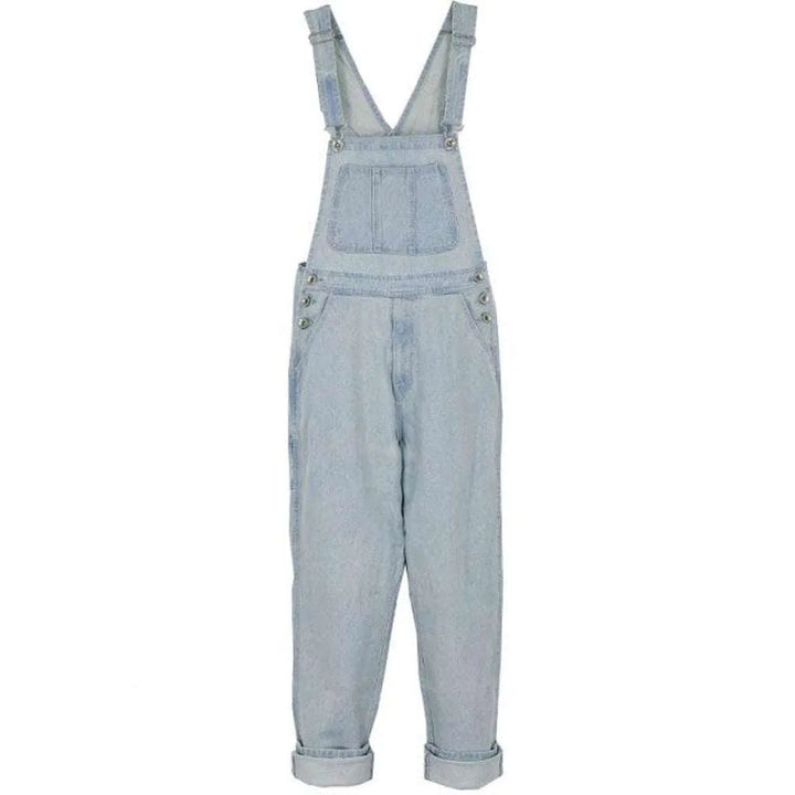 Loose fit women's denim overall