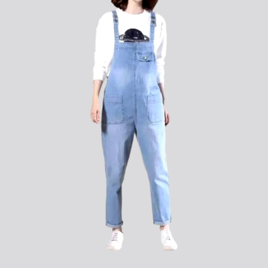 Loose pebble-washed jean women's overall | Jeans4you.shop