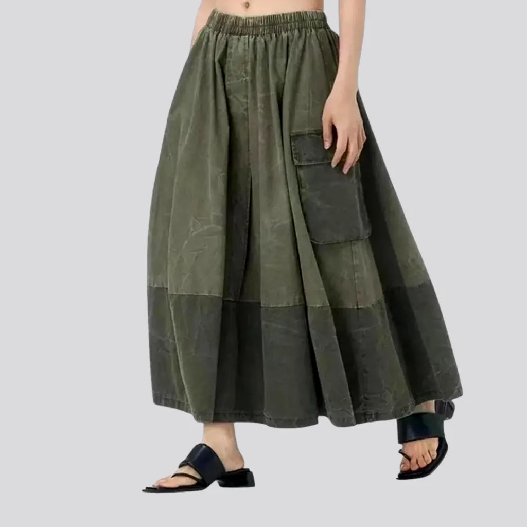 Maxi Length Elastic Fit Jeans Skirt | Jeans4you.shop