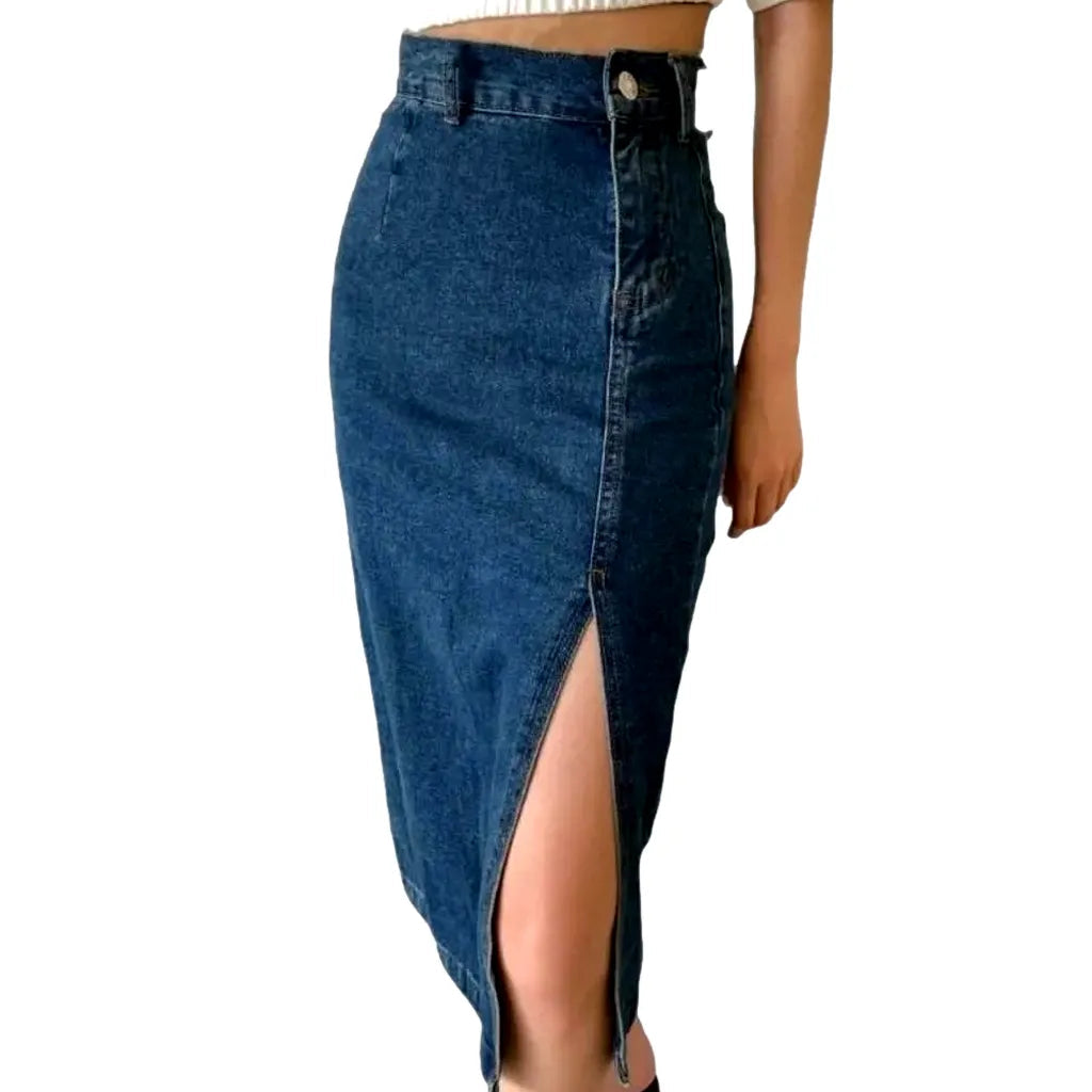 Medium-wash denim skirt
 for women