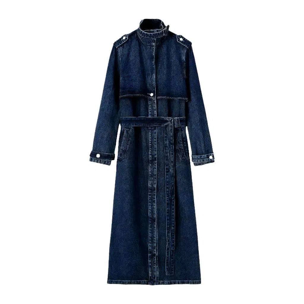 Medium-wash jean coat for ladies