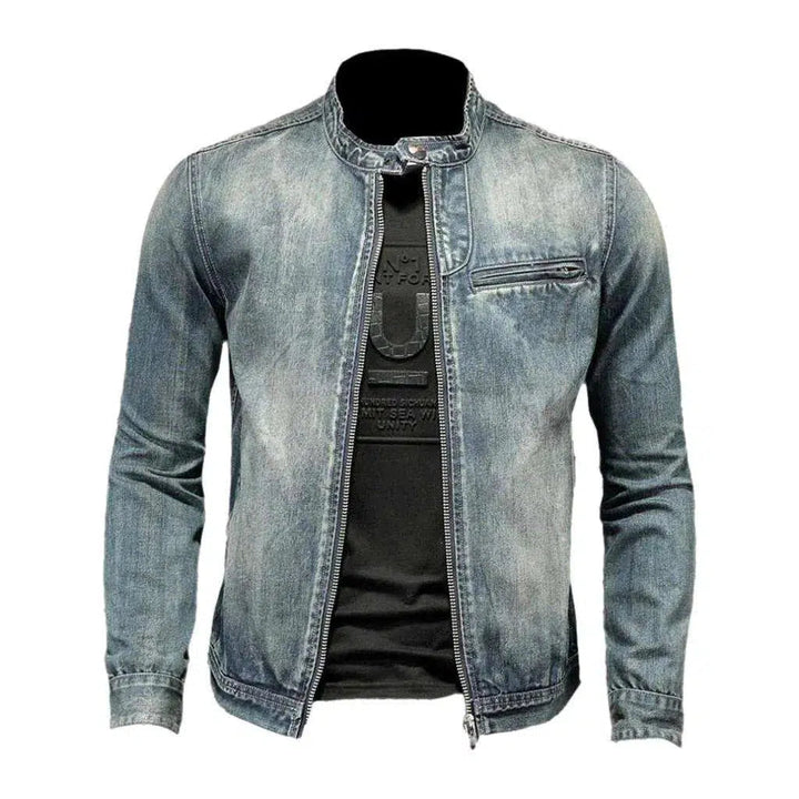 Medium wash sanded denim jacket