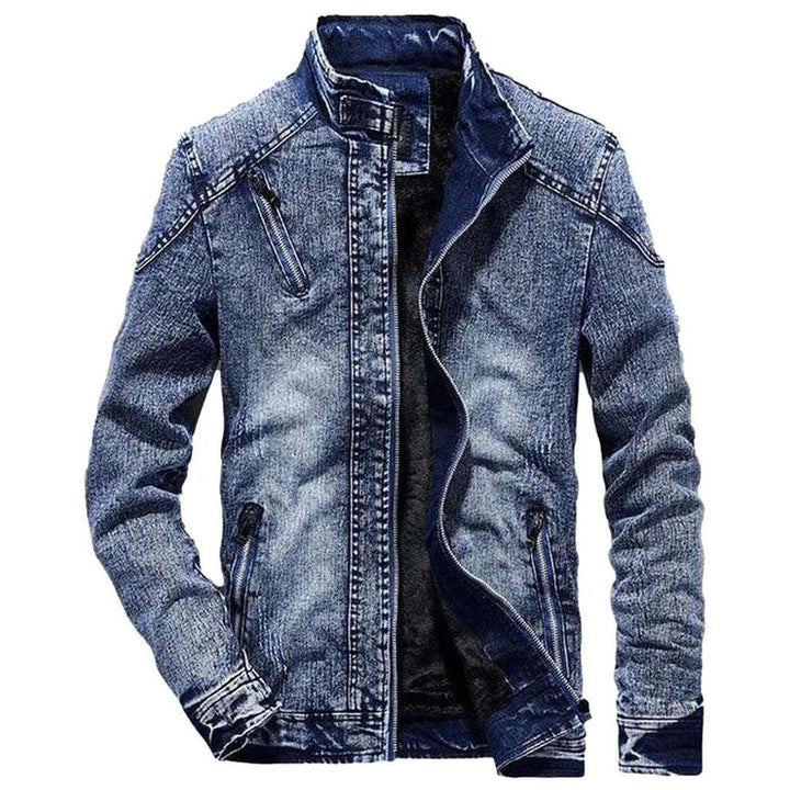 Men's jeans jacket with zippers