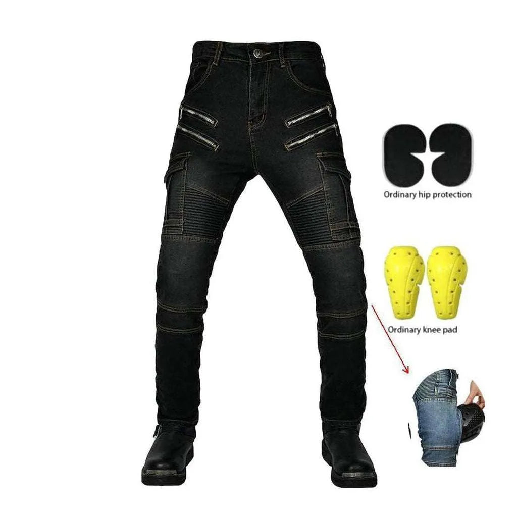 Men's moto jeans with zippers