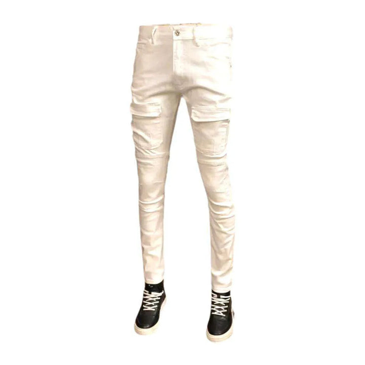 Mid-waist biker jeans for men