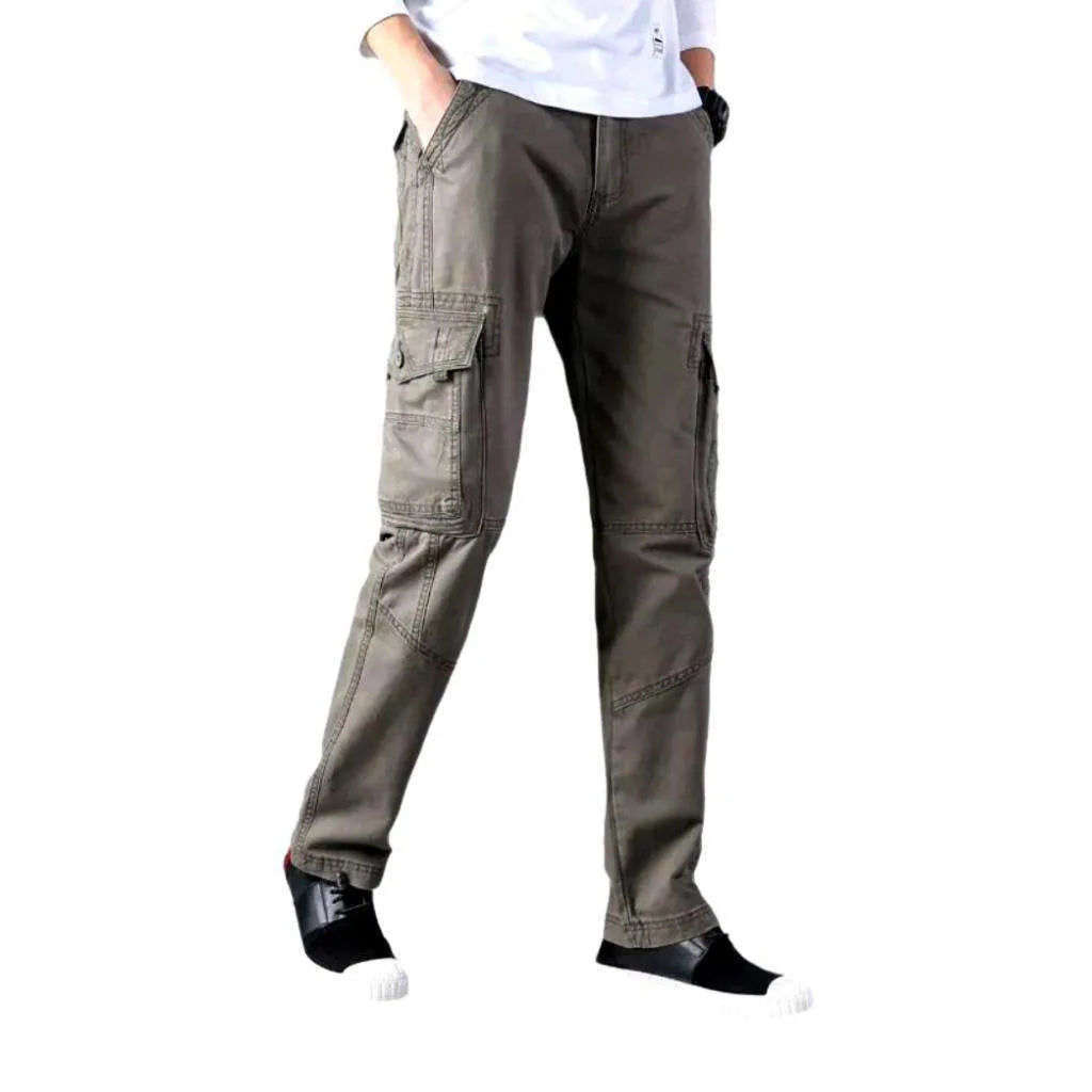 Mid-waist color denim pants
 for men