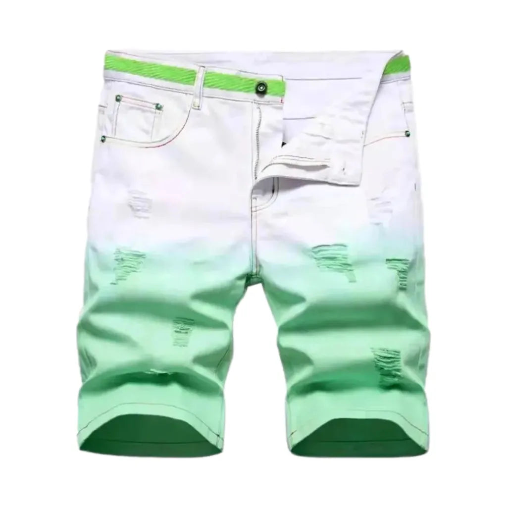 Mid-waist distressed men's denim shorts