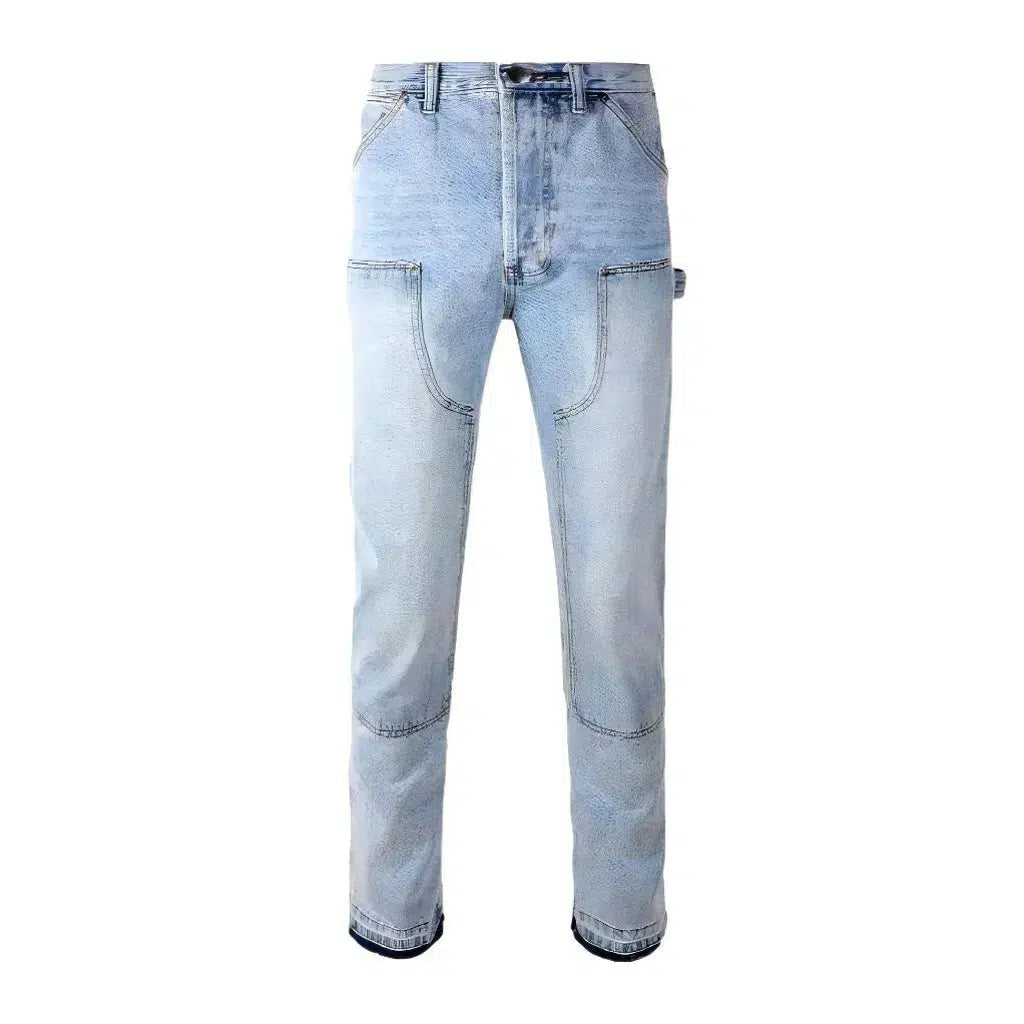 Mid-waist patched jeans
 for men