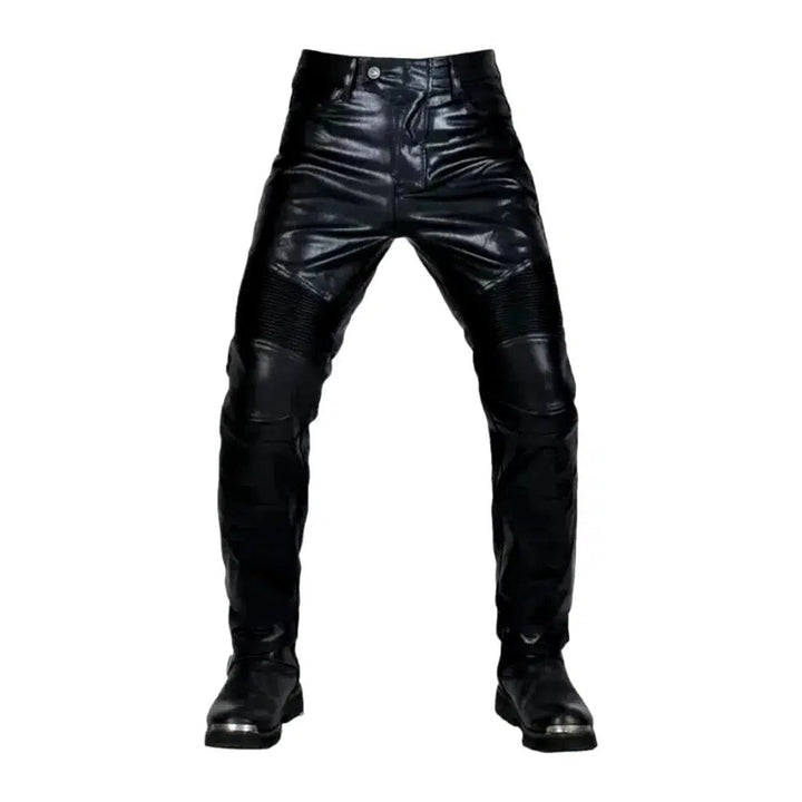 Mid-waist wax moto jeans
 for men