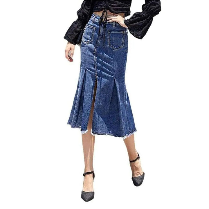 Midi mermaid women's denim skirt