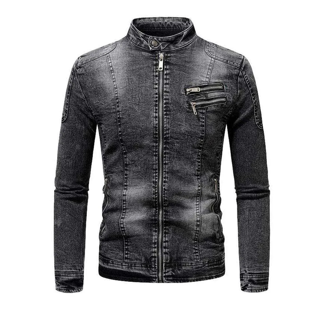 Motorcycle men's denim jacket