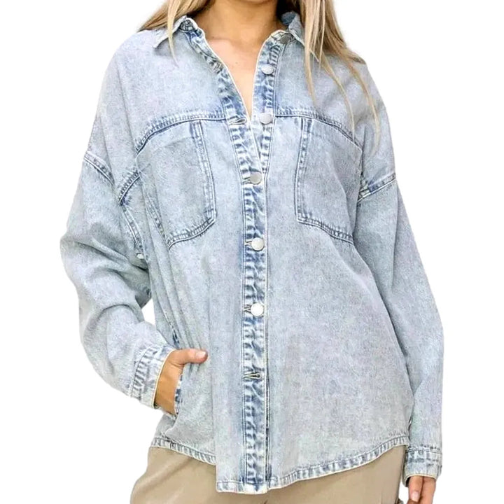 Oversized grunge denim shirt for women