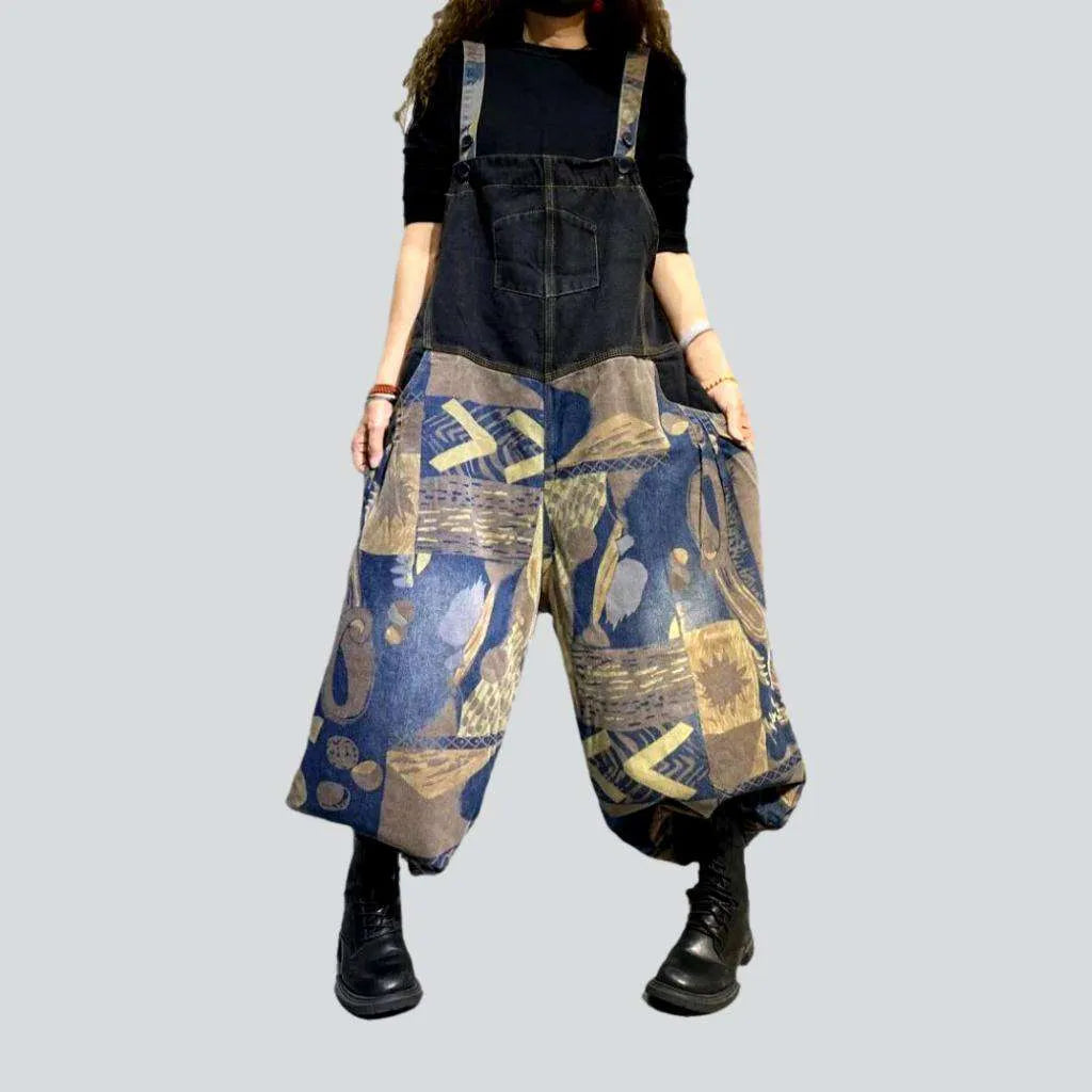 Painted baggy denim overall for women | Jeans4you.shop