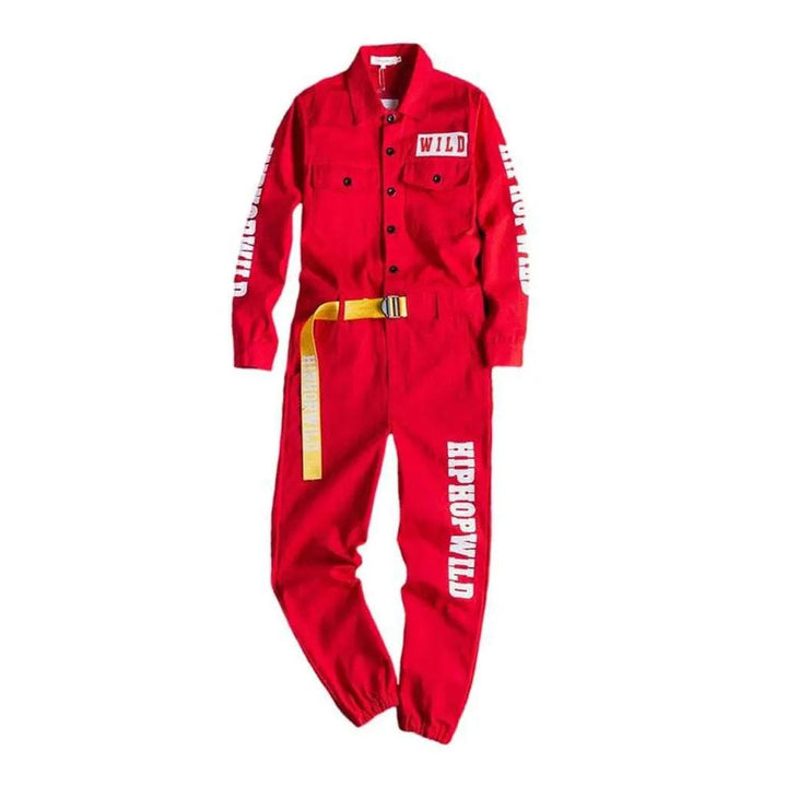 Painted Men's Jeans Jumpsuit - Red