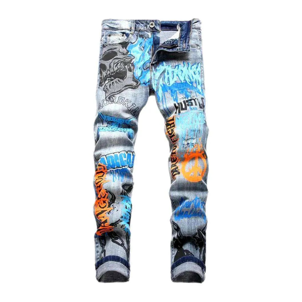 Painted men's y2k jeans