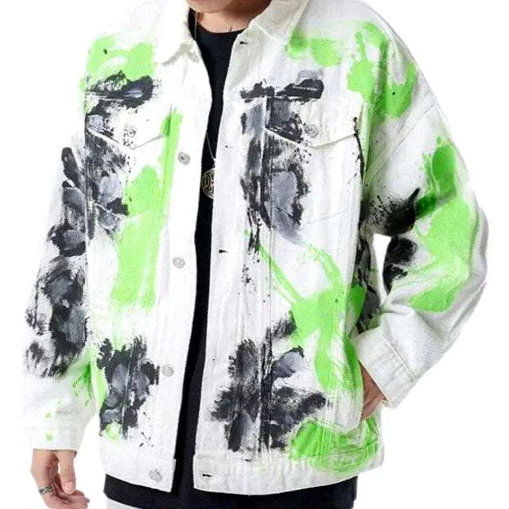 Painted oversized men's jean jacket