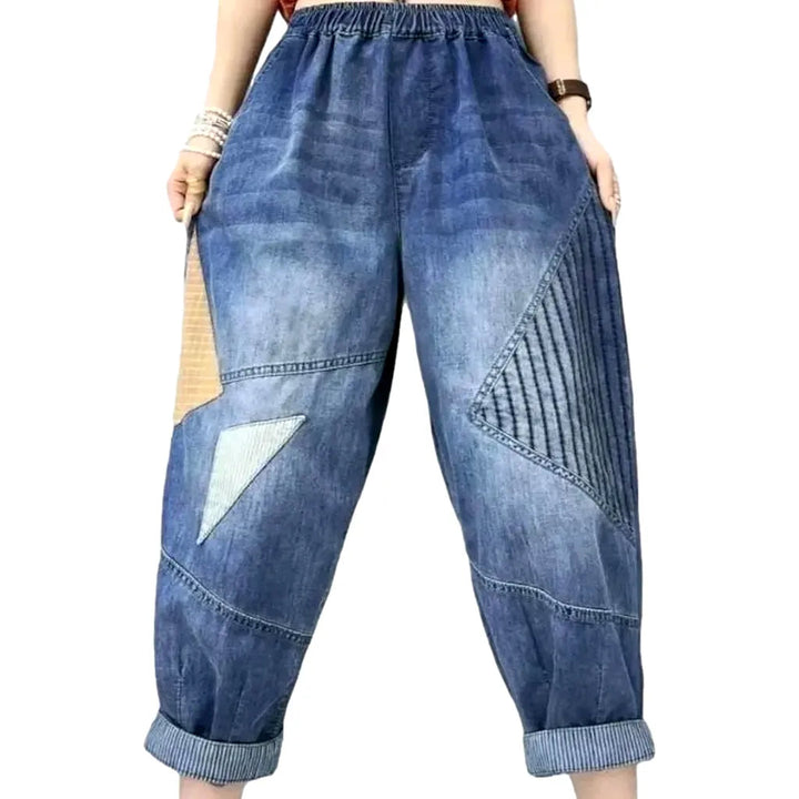 Patchwork jean pants for women