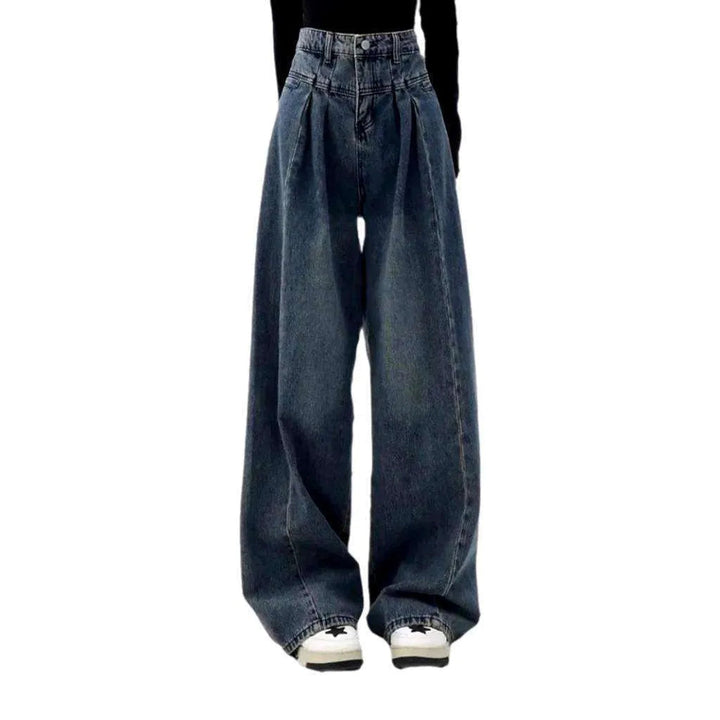 Pleated waistline fashion jeans