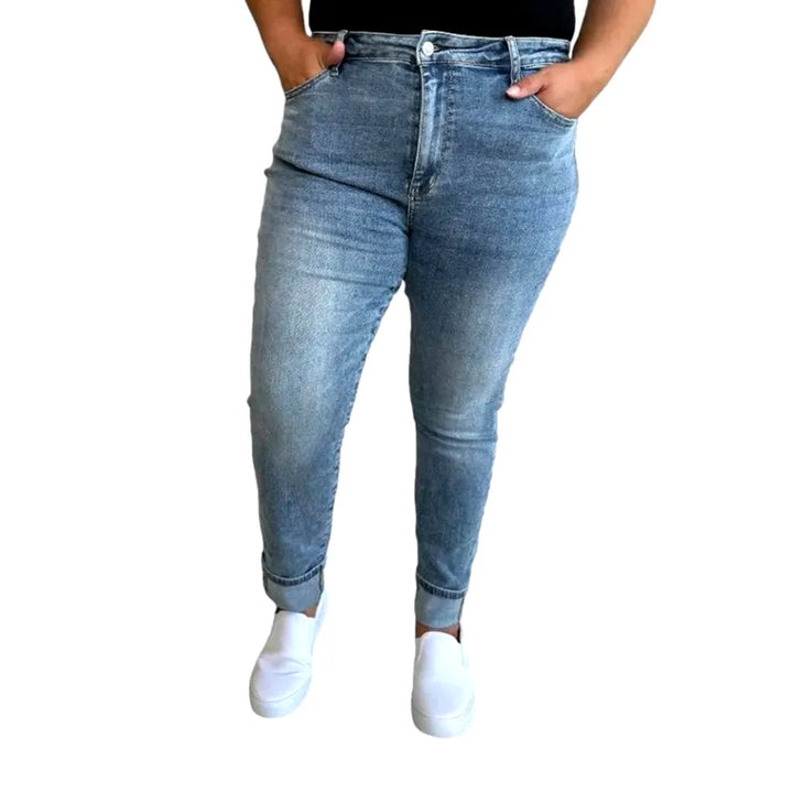 Plus-size women's sanded jeans