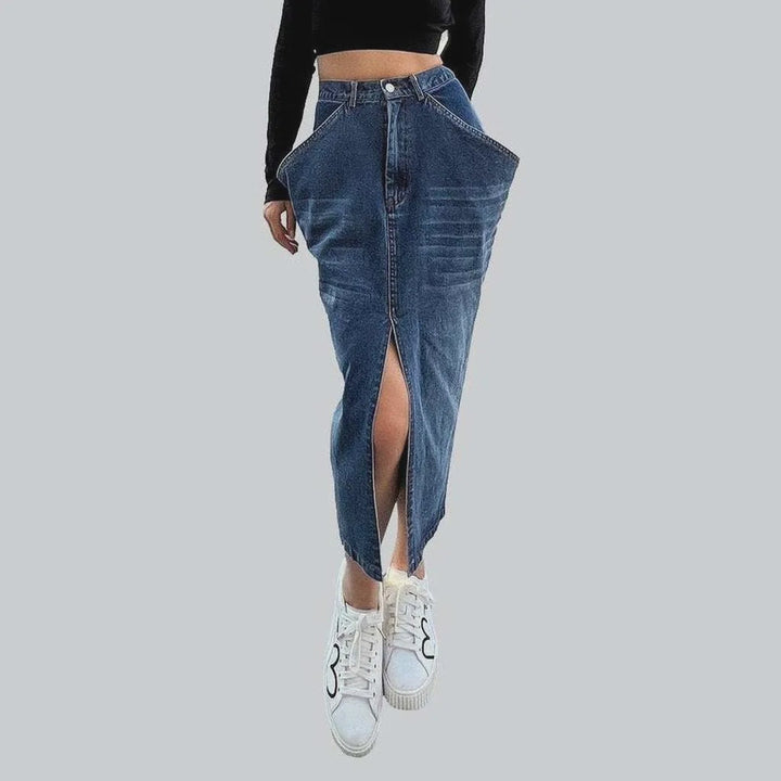 Big pocket long denim skirt | Jeans4you.shop