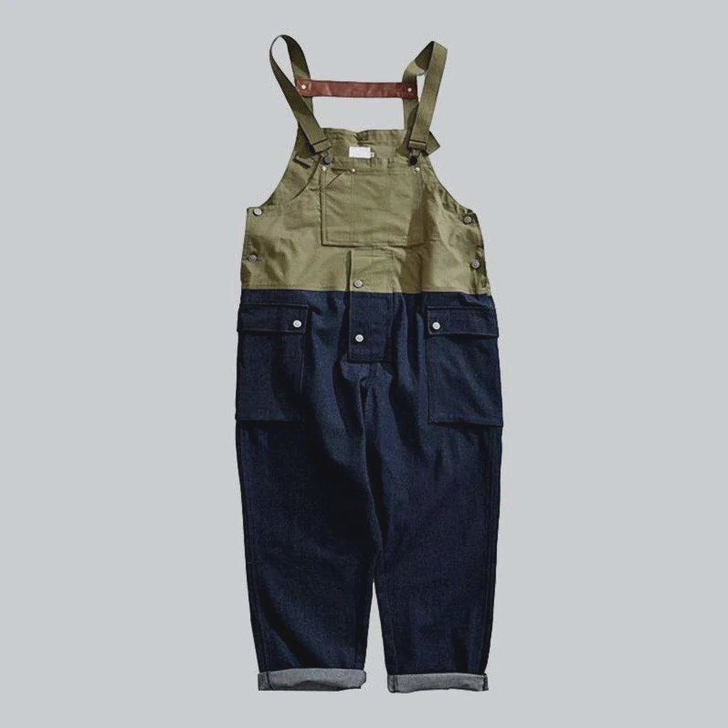 Color block men's denim dungaree | Jeans4you.shop