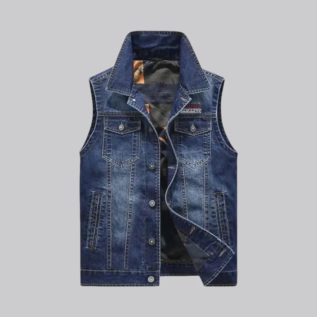 Average fit logo men's denim trucker vest | Jeans4you.shop